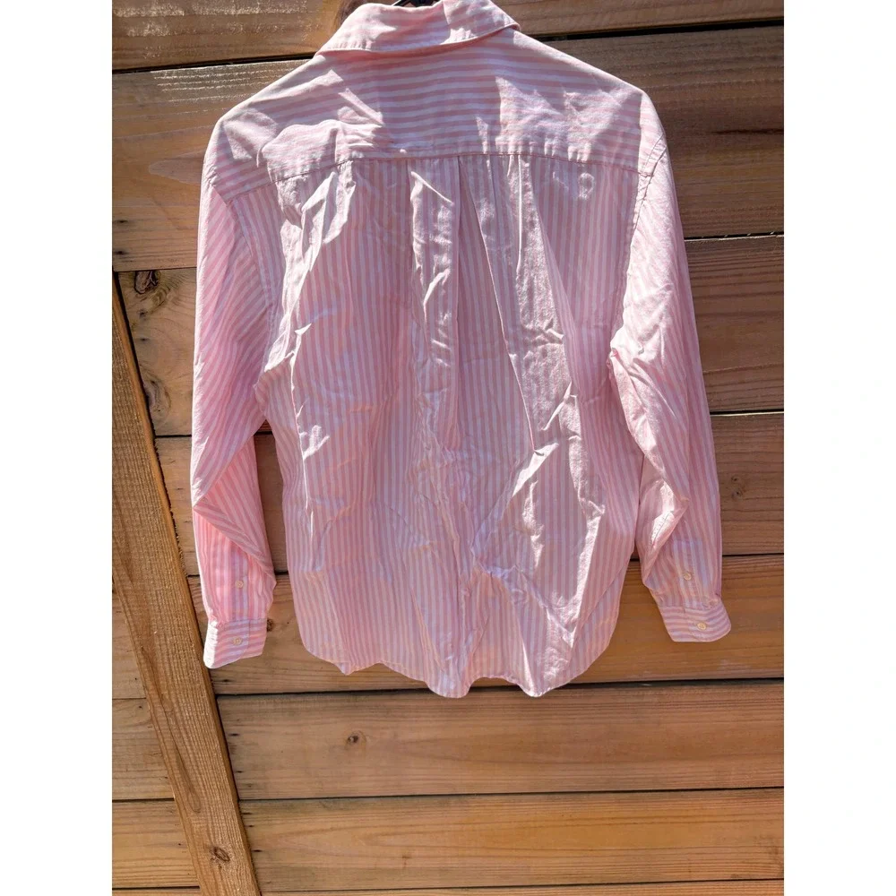 Brooks Brothers Pink White Striped Cotton Button Down Shirt Womens 10 LS